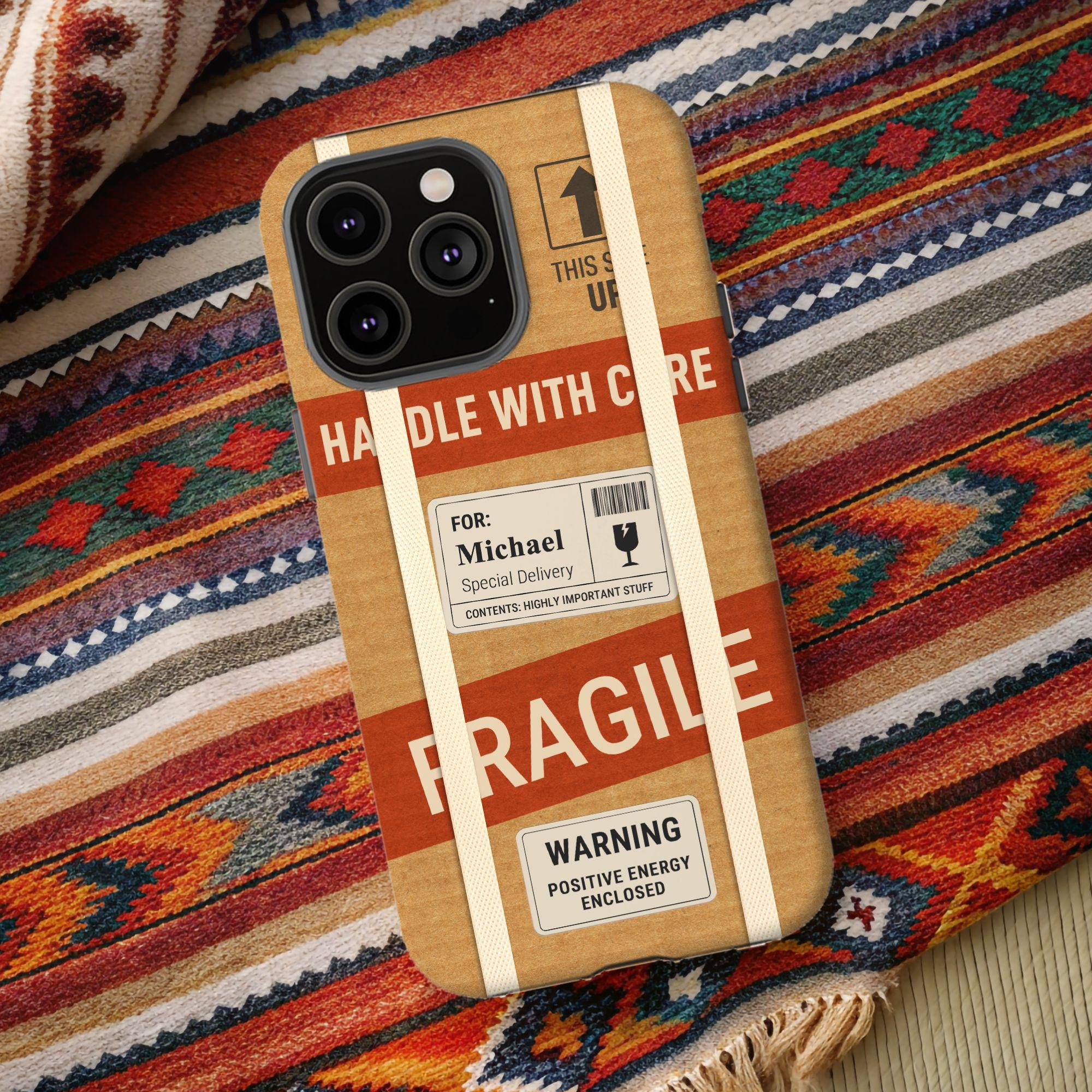Personalized Handle With Care iPhone 17 Air Case, Custom Fragile