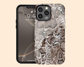 Personalized Wild Python Snakeskin Initial iPhone 17 Air Case, Custom Exotic Viper Case for iPhone 16 Pro Max, 15 Plus, 14, 13 Mini, 12, 11