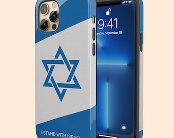 Funda para iPhone 17 Air con el lema "Apoyo a Israel", funda con la bandera de Israel para iPhone 16 Pro Max, 15 Plus, 14, 13 Mini, 12, 11, X/XS y Galaxy S25, S24 y S23.