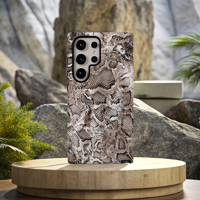 a phone case sitting on top of a wooden stand