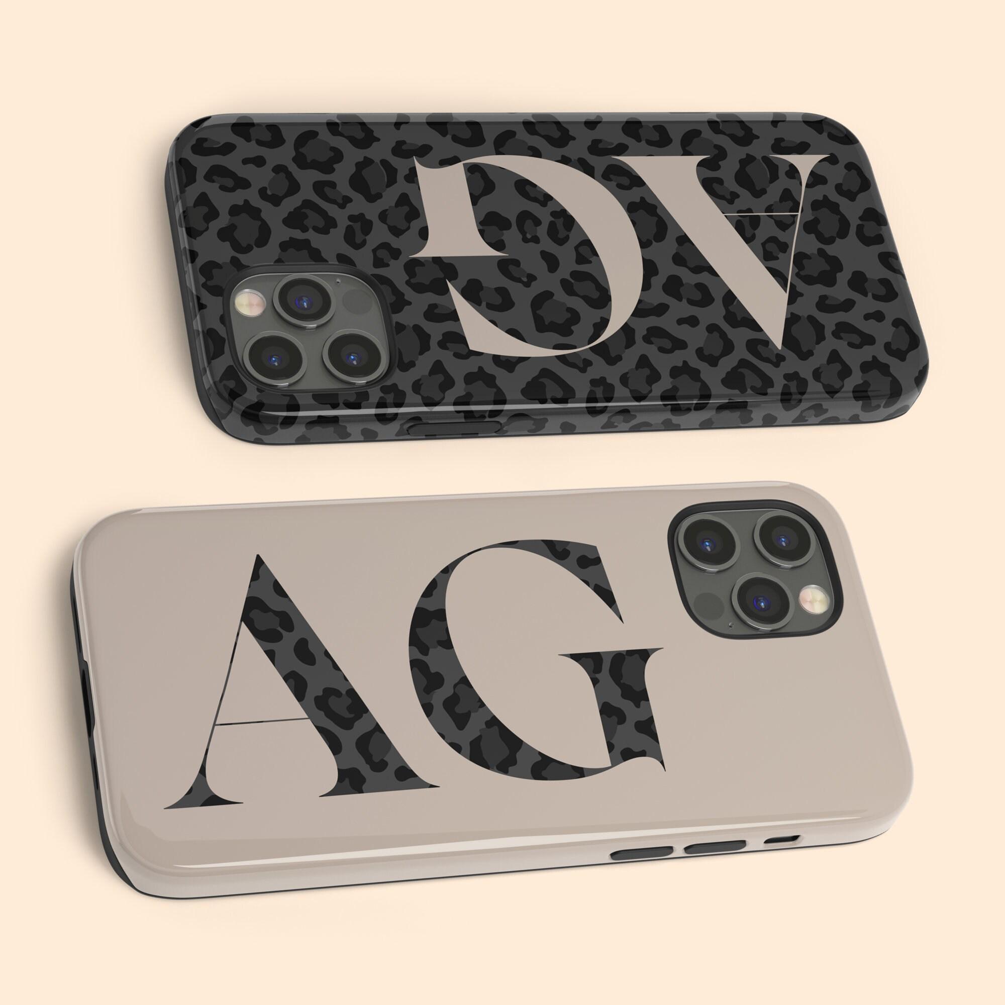 Personalized Initial iPhone 16 Plus Case, Monogram Leopard Case for iPhone 15 Pro Max, 14, 13 Mini, 12, 11, X/XS, XR, 8, Galaxy S24 S23