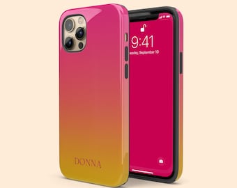 Personalisierte Name Ombre iPhone 17 Air Hülle, Namenshülle für iPhone 16 Pro Max, 15 Plus, 14, 13 Mini, 12, 11,X/XS, Galaxy S25 S24 S23