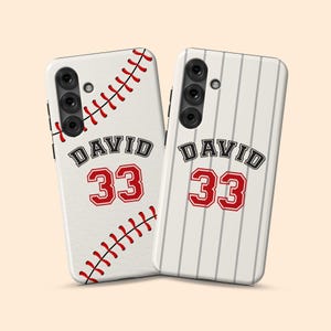 Kundenspezifische Baseball-Hülle für Galaxy S25 Plus, personalisierte Spielername & Spielernummer für Galaxy S24 Ultra, S23, S22, S21, S20, S10, S9, Note 20