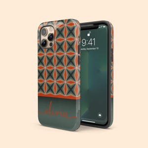 Funda personalizada con nombre y diseño navideño para iPhone 16+, iPhone 15 Pro Max, iPhone 14, iPhone 13 Mini, iPhone 12, iPhone 11, iPhone X/XS, iPhone XR, iPhone 8, Galaxy S24/S23