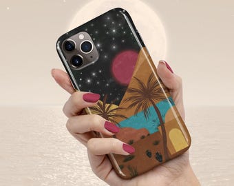 Estetiskt bohemiskt bergslandskapsskal för iPhone 17 Air, iPhone 16 Pro Max, 15 Plus, 14, 13 Mini, 12, 11, X/XS, XR, 8, 7, Galaxy S25 S24 S23