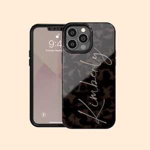 Funda personalizada con nombre para iPhone 16+, monograma de firma personalizado en carey para iPhone 15 Pro Max, 14, 13 Mini, 12, 11, X/XS, XR, 8