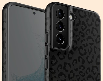 Black Leopard Galaxy S24 Plus Case, Black Animal Print Case for Galaxy S23 Ultra, S22, S21, S20, S10e, S9, S8, Note 20 Ultra, 10 Plus, 9,8