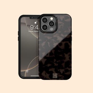 Custom QR Code Tortoiseshell iPhone 16 Pro Max Case, Animal Print Personalized QR Tort Case for iPhone 15 Plus, iPhone 14, 13 Mini, 12, 11