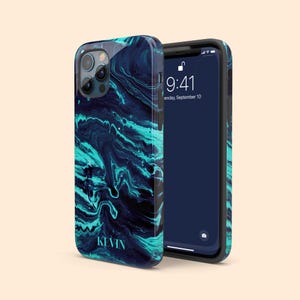 カスタムターコイズマーブルiPhone 17 Airケース、iPhone 16 Pro Max