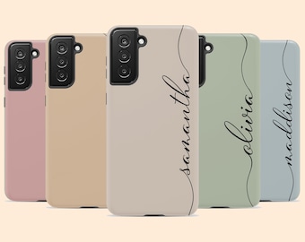 Funda personalizada para Galaxy S26 Ultra, funda personalizada con monograma de caligrafía sólida para S25 Plus, S24, S23, S22, S21, S20