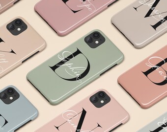 Personalized Initial iPhone 17 Air Case, Monogram Name on Case for iPhone 16 Pro Max, 15 Plus, 14, 13 Mini, 12, 11,X/XS, Galaxy S25 S24