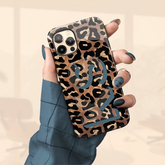 Custodia classica per telefono in pelle leopardata per Apple iPhone 16 15 14 13
