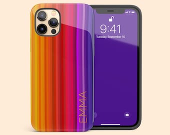 Custom LGBTQ Pride Rainbow iPhone 18 Pro Max Case, Personalized Name iPhone 17 Air 16 Plus, 15, 14, 13 Mini, 12, XR, 8, Galaxy S25 S24