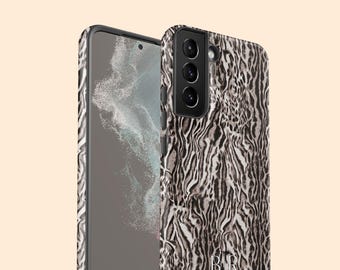 Personalized Initials Exotic Gray Leopard Galaxy S26 Ultra Case, Personalized Monogram Cheetah Case for S25 Plus, S24, S23, S22, S21, S20