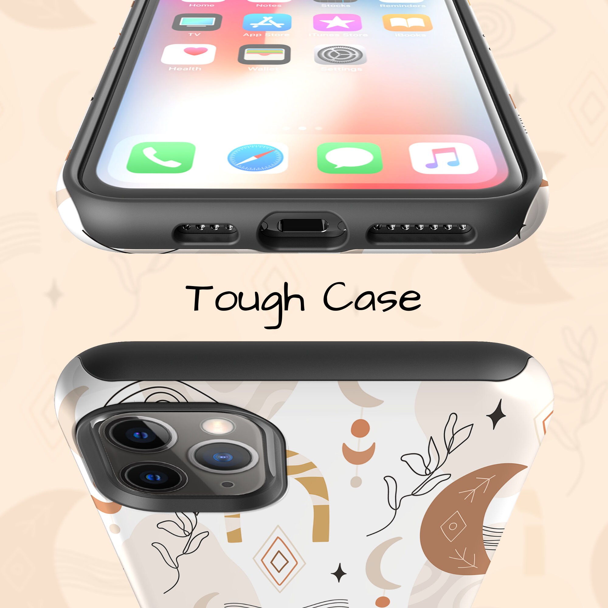 Personalized Abstract Boho Phone Case Aesthetic Custom Name | Etsy