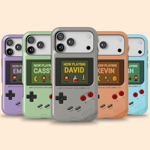 Personligt Retro Handhållen Spelkonsol Skal till iPhone 17 Air, Anpassat 90-tals Pixel Gaming Namnskal till iPhone 16 Pro Max, 15 Plus, 14, 13 Mini