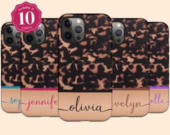 Personalized Tortoise Shell iPhone 17 Air Case, Custom Name Case for iPhone 16 Pro Max, 15 Plus, 14, 13 Mini, 12, 11,X/XS, Galaxy S25 S24