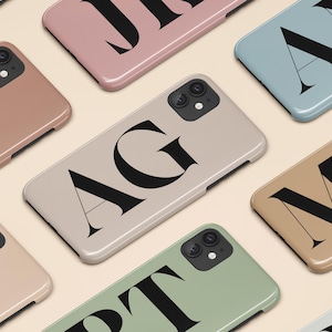 Funda personalizada con inicial para iPhone 16+, monograma para iPhone 15 Pro Max, 14, 13 Mini, 12, 11, X/XS, XR, 8, Galaxy S24 y S23