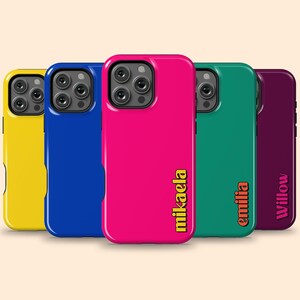 Personalized Pop Colors iPhone 17 Air Case, Custom Monogram Vibrant Name Case for iPhone 16 Pro Max, 15 Plus, 14, 13 Mini, 12, 11,X/XS