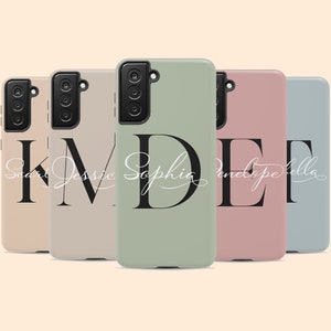 Gepersonaliseerde initiaal Galaxy S25 Plus Solid Custom Case, Monogram Name Case voor Galaxy S24 Ultra, S23, S22, S21, S20, S10, Note 20 Ultra