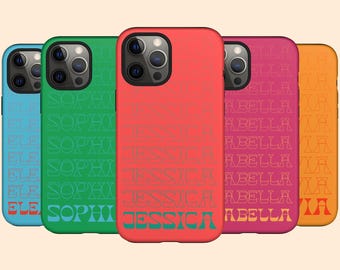 Custom Name Colorful iPhone 17 Air Case, Personalized Ombre Name Case for iPhone 16 Pro Max, 15 Plus, 14, 13 Mini, 12, 11,X/XS, Galaxy S25