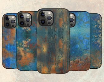 Türkis & Kupfer Patina iPhone 15+ Hülle, Gerostetes Metall iPhone 14 Pro Max, iPhone 13 Mini, 12, 11, X/XS, XR, 8, Galaxy S24 S23 S22