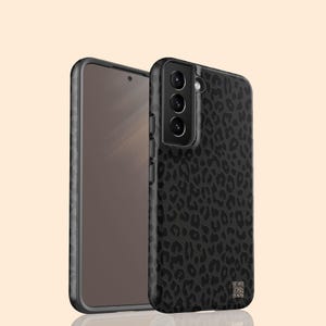 Custom QR Code Dark Leopard S25 Plus Case, Personalized Cheetah QR Phone Case for Galaxy S24 Ultra, S23, S22, S21, S20, S10, S9, S8 - Edge