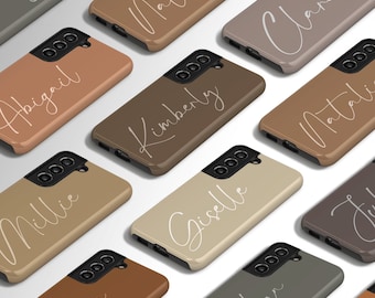 Funda personalizada para Galaxy S26 Ultra, funda personalizada con firma en colores tierra claros para S25 Plus, S24, S23, S22, S21, S20, S10