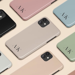 Aangepaste initialen iPhone 16+ hoesje, gepersonaliseerd monogramhoesje voor iPhone 15 Pro Max, iPhone 14, 13 Mini, 12, 11, X/XS, XR 8 Galaxy S24 S23