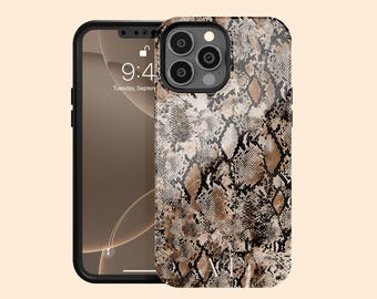 Personalized Python Snake Skin Initials iPhone 17 Air Case, Custom Exotic Reptile Case for iPhone 16 Pro Max, 15 Plus, 14, 13 Mini, 12, 11