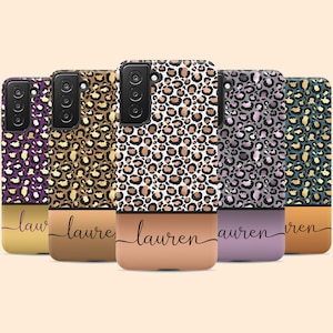 Personalized Initials Galaxy S25 Leopard Cheetah Name Phone Custom Case for Galaxy S24 Ultra, S23, S22, S21, S20, S10, Note 20 Ultra