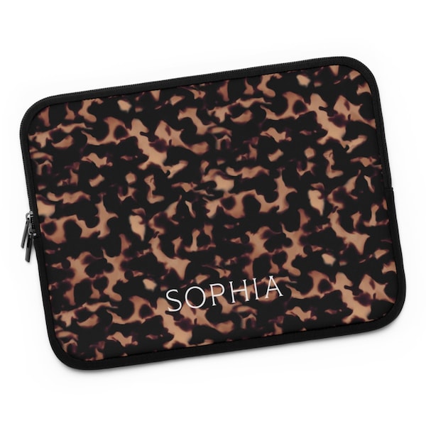 Custom Name Tortoiseshell Laptop Sleeve, 13 Inch MacBook Pro Case, MacBook Air Bag, iPad Case, Tablet Case, 7, 10, 13, 15, 17 Inch