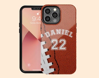 Custom Football Print iPhone 17 Air Case, Personalized Player Name & Number Case for iPhone 16 Pro Max, 15 Plus, 14, 13 Mini, 12, 11,X/XS