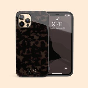 Aangepaste initialen iPhone 16+ hoesje, gepersonaliseerd monogram tortoiseshell-hoesje voor iPhone 15 Pro Max, iPhone 14, 13 Mini, 12, 11, X/XS, XR, 8