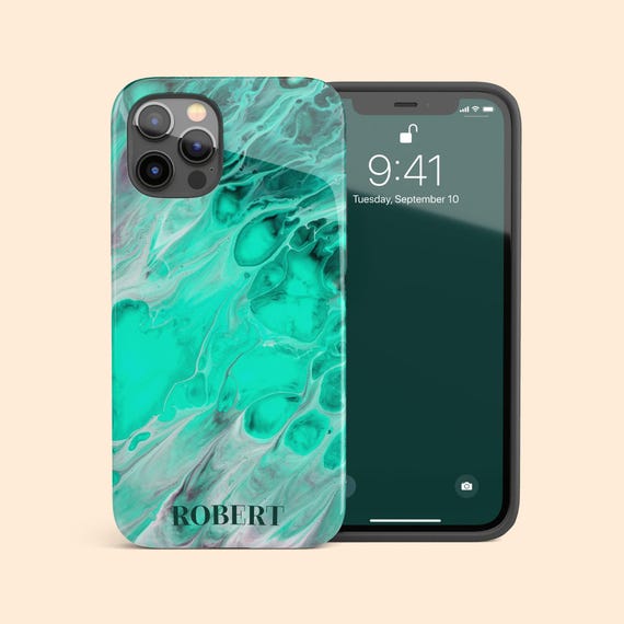 カスタムターコイズマーブルiPhone 17 Airケース、iPhone 16 Pro Max