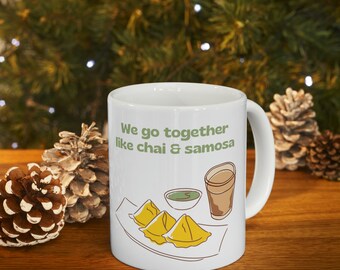 Chai and Samosa Mug: Funny Tea Coffee Mug - Valentine's Gift