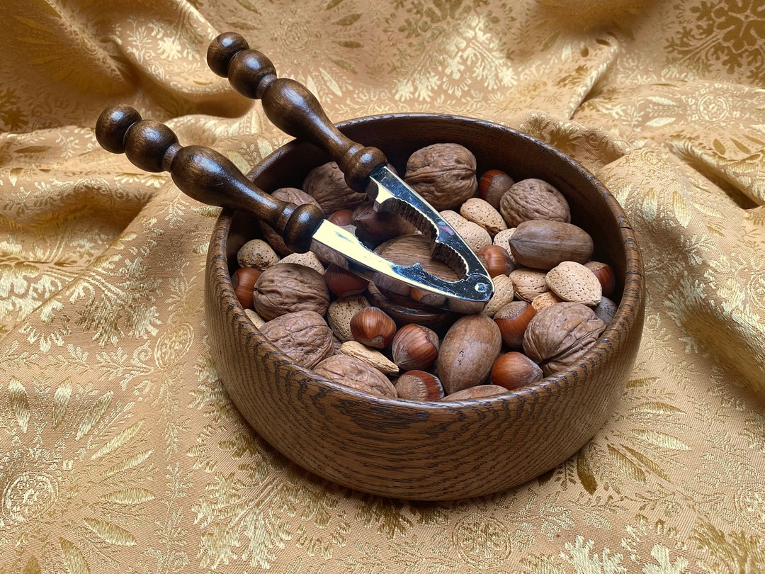 Oak Nut Dish With Nutcracker AND a Pound of Mixed Etsy