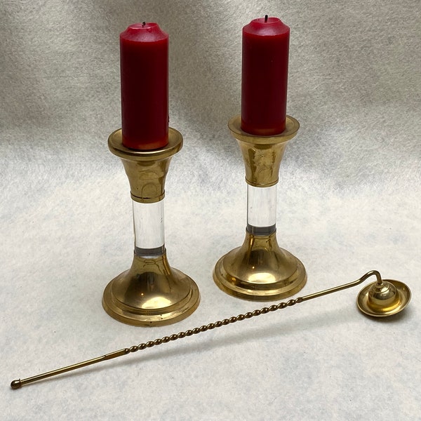 12 Inch Long Brass Candle Snuffer with Twisted Handle, Beautiful Vintage Condition