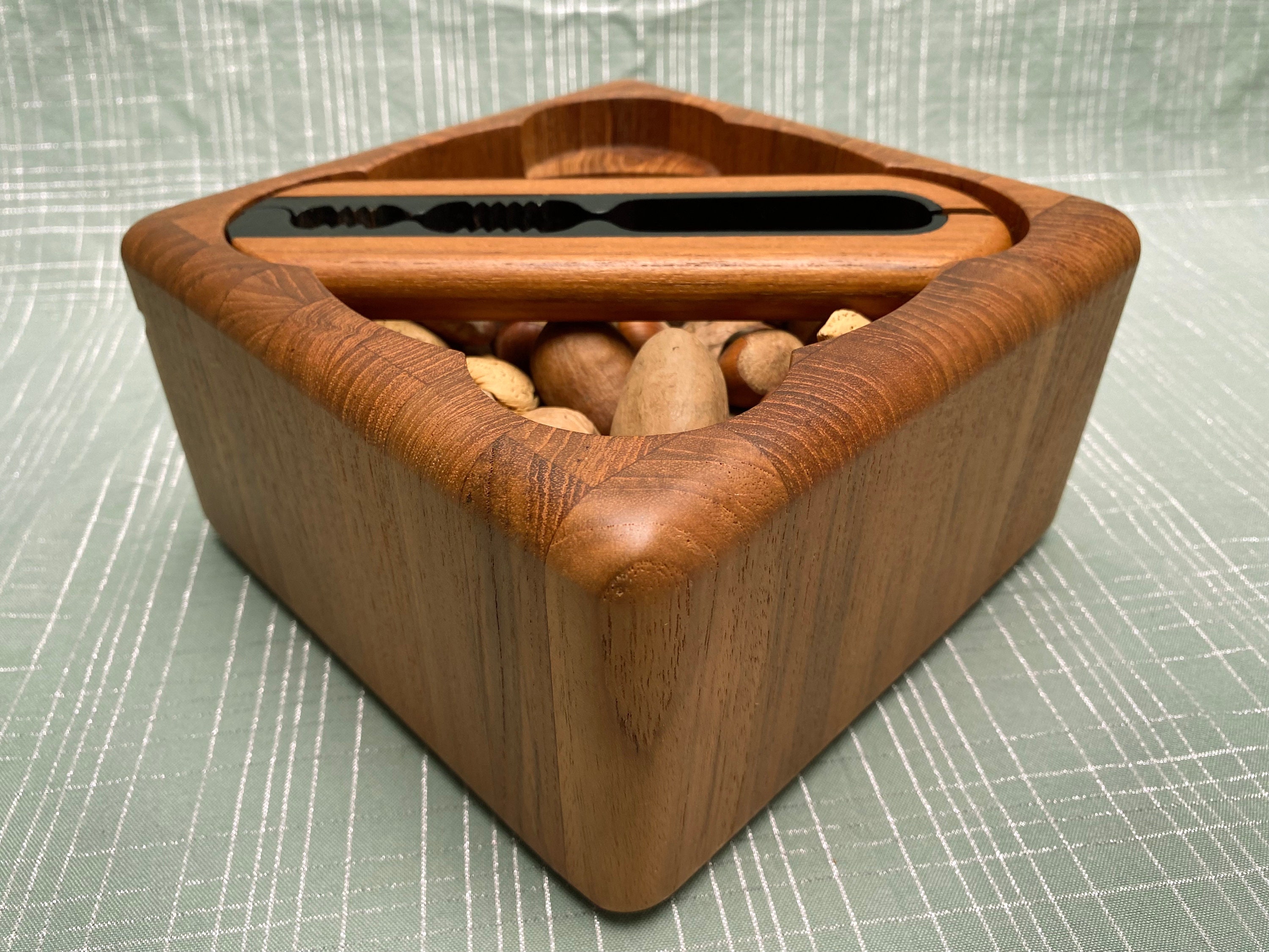 Stunning Digsmed Danish Teak Nut Dish With Nutcracker and a Pound of