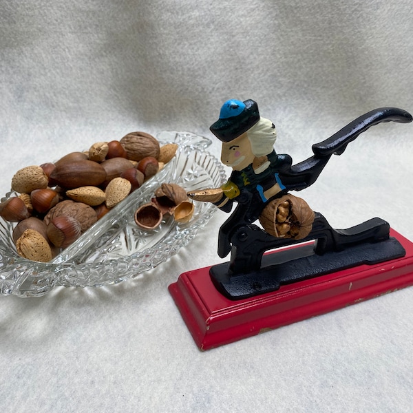 Nuts, Dish AND Cast Iron Soldier Nutcracker, Stars and Bars Nut Dish, 1 Pound of Mixed Nuts!