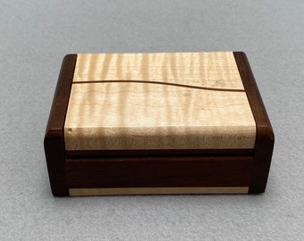 Elegant Hand Crafted, Peg Hinged, Wood Box with Velveteen Lining