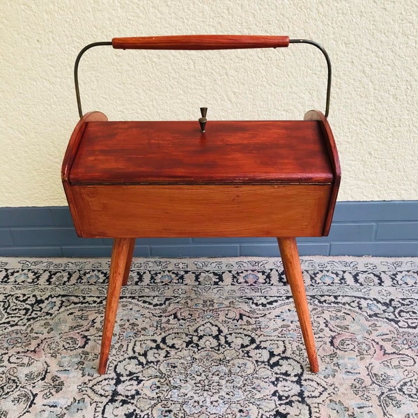 A beautiful Danish mid-century sewing box / small chest of drawers from the 50 years