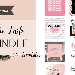 Lash Business Instagram Templates * Easy to Edit in Canva * Customizable * Lash Extension Artist Instagram