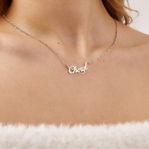 White Gold Name Necklace, 14K Gold Name Pendant, Personalized Gold Woman Name Jewelry, Gift for Mom