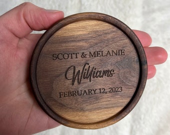 Personalized Wooden Ring Dish, Engraved Wedding Gift, Custom Jewelry Dish, Wooden Tray, Anniversary Gift, Ring Tray, Love Letter Ring Holder