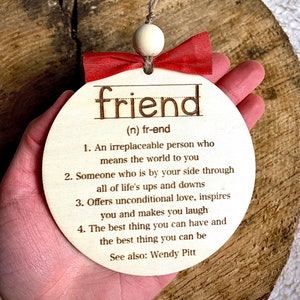 Friend Definition Ornament, Christmas Ornament for Best Friend, Personalized Gift for Friend, Wooden Ornament for Friendship, Christmas Gift