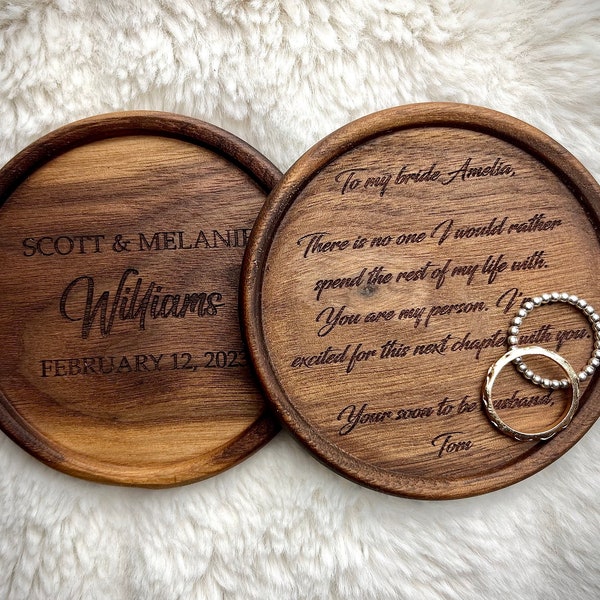Personalized Wooden Ring Dish, Engraved Wedding Gift Ring Holder, Custom Jewelry Dish, Custom Wooden Tray, Anniversary Gift, Small Ring Tray
