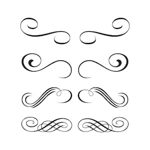 Swirl line art silhouette svg, line art svg, swirls svg, cut file, Cricut silhouette, swirls clip art, swirl clipart pack 1