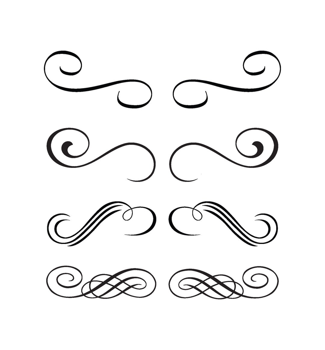 Swirl Line Art Silhouette Svg, Line Art Svg, Swirls Svg, Cut File