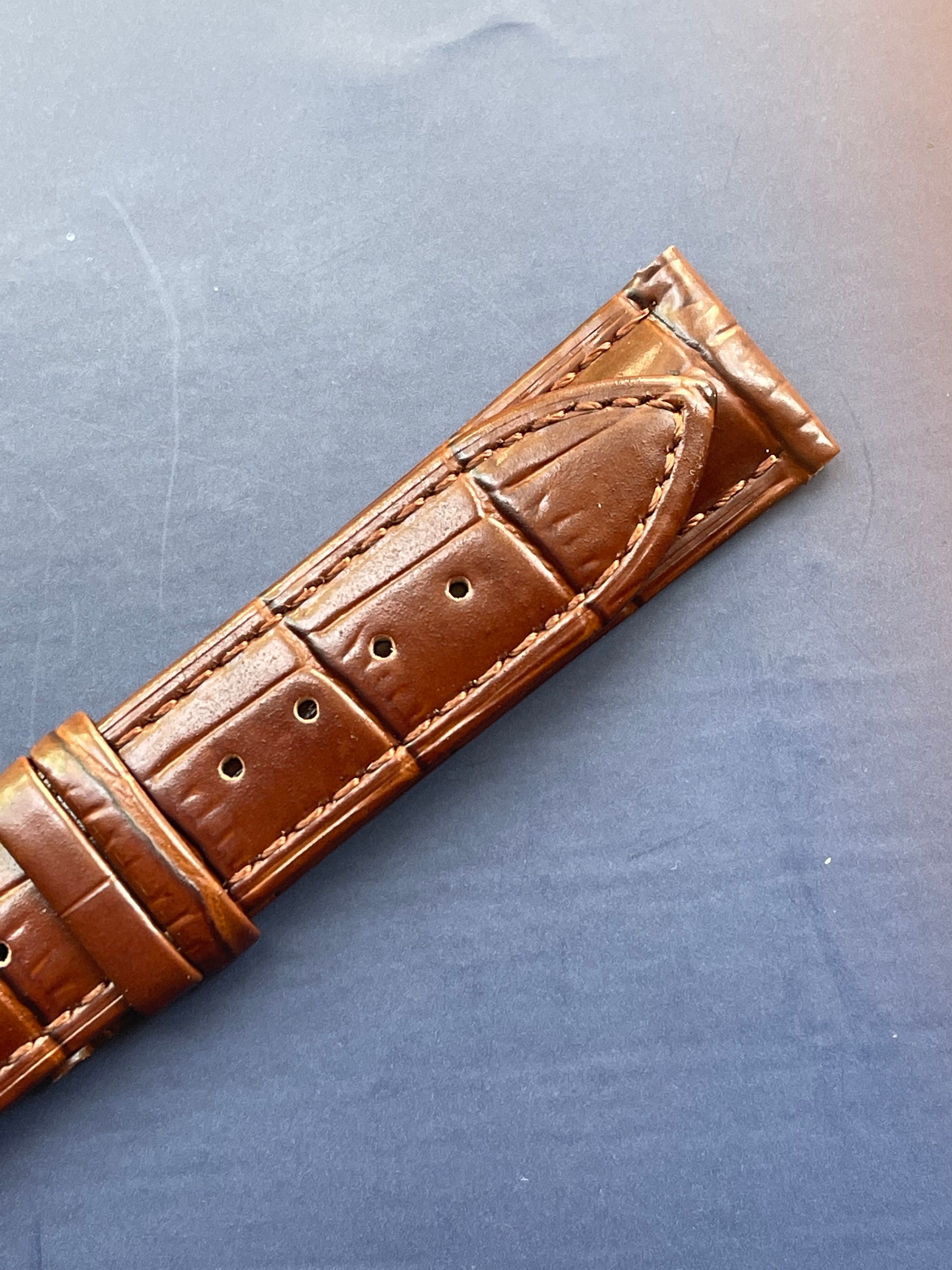 20mm Brown Alligator Leather Watch Strap. Handmade Padded Etsy